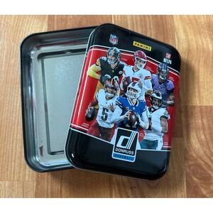 Collectors empty 2025 Panini Donruss Football Holiday Tin.